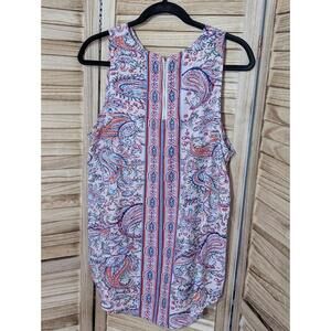 Label Rachel Rachel Roy Size XL Red Blue Sleeveless Paisley Zip Neck Top